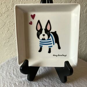 Stacy Claire Boyd: White Ceramic French Bulldog Dog Plate